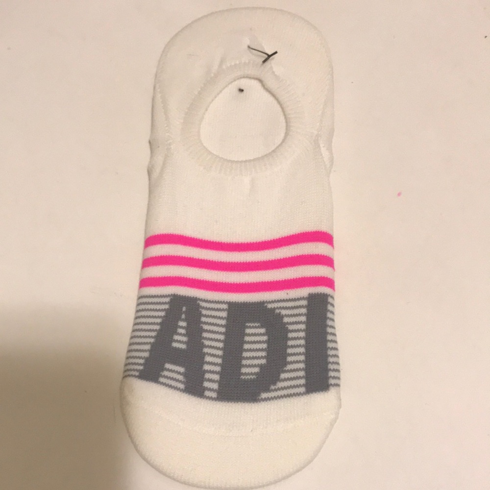💖 Adidas No-Show Sock with Gray Logo and Pink Stripes